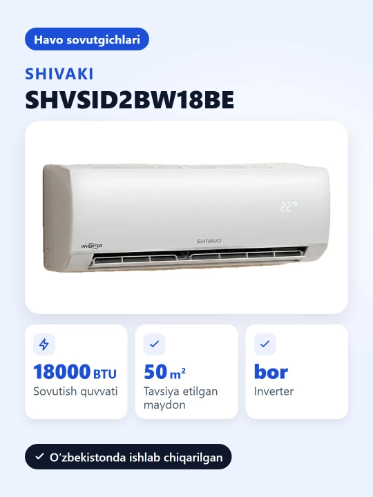 Konditsioner Shivaki SHVSID2BW18BE, Sendo 18 Inverter