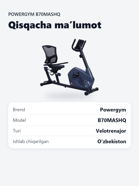 PowerGym B70 mashq velosipedi