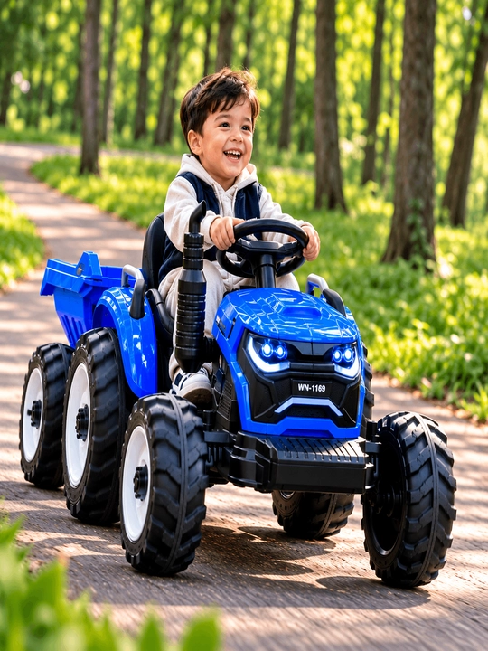 WN-1169 - Kuchli bolalar elektromobil-traktor, qo‘shimcha kuzov - 