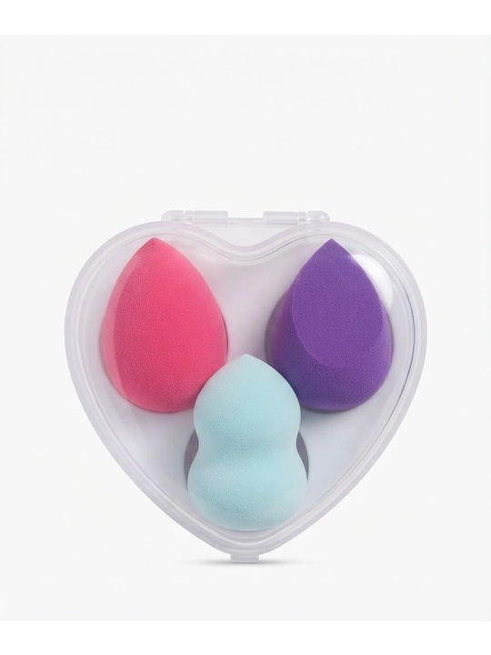 Makiyaj uchun gubkalar AQUAFLOR Heart Palette, 3 dona, kosmetik aplikator - 