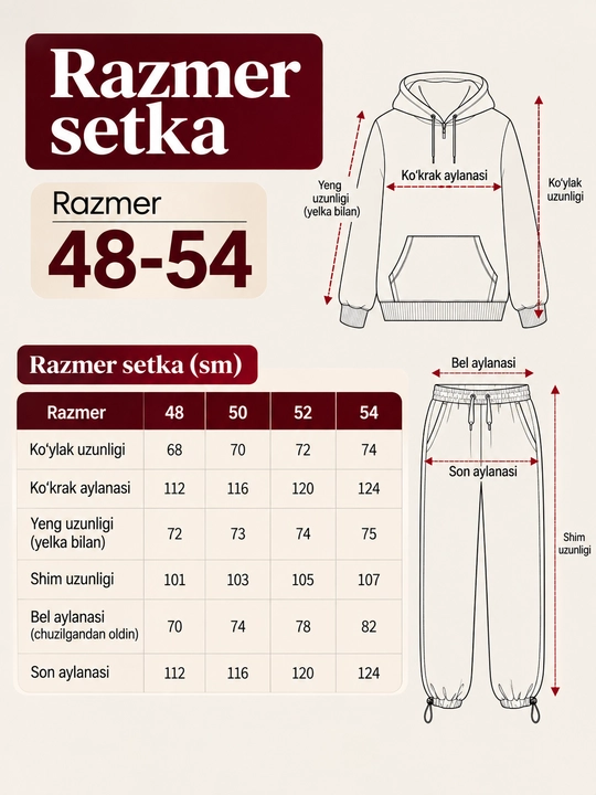 Ayollar kuzgi sport kostyumi, ikki qavatli, katta o‘lchamda, standart o‘lcham 48-54
