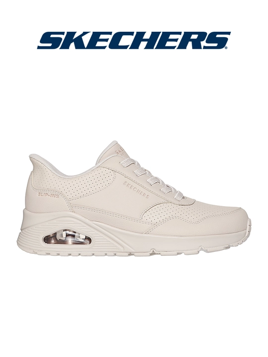 Кроссовки женские Skechers Slip-ins UNO - Banksia Luxe на эластичных шнурках, из экокожи - 
