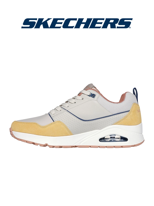 Erkaklar krossovkasi Skechers Uno - Retro One, bog'ichli, Air-Cooled Memory Foam, zamsha