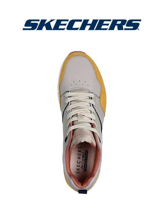 Erkaklar krossovkasi Skechers Uno - Retro One, bog'ichli, Air-Cooled Memory Foam, zamsha