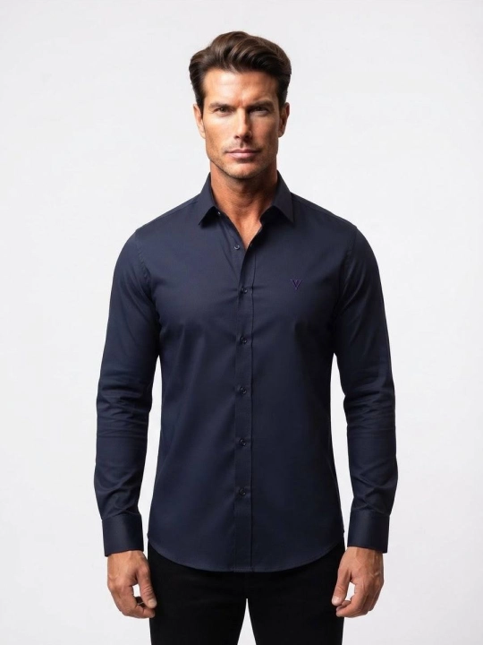 Рубашка Mc DaVinci Slim Fit с длинными рукавами, классическая, хлопок, Турция