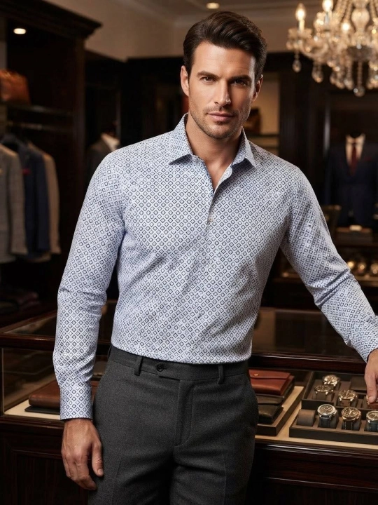 Мужская рубашка Mc DaVinci с длинным рукавом хлопковая slim fit
