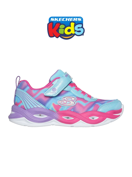 Кроссовки для девочек Skechers TWISTY GLOW на липучке, с сетчатым верхом - 
