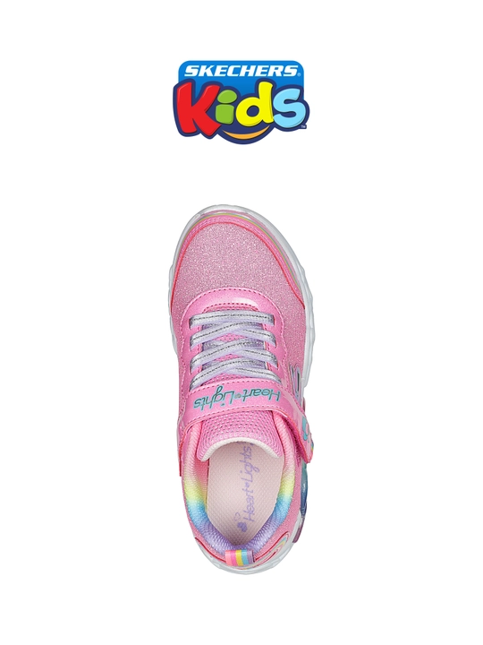 Кроссовки для девочек Skechers INFINITE HEART LIGHTS на липучке, с сетчатым верхом