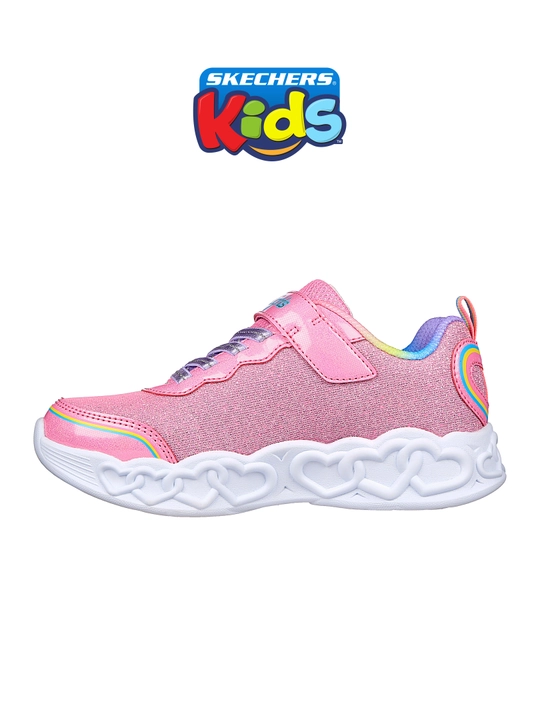 Кроссовки для девочек Skechers INFINITE HEART LIGHTS на липучке, с сетчатым верхом