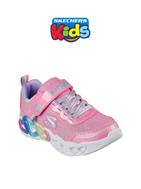 Кроссовки для девочек Skechers INFINITE HEART LIGHTS на липучке, с сетчатым верхом