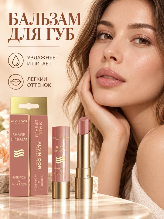 Бальзам для губ Alvin D’or ALB-02 NUTRITION & HYDRATION, увлажняющий, оттеночный