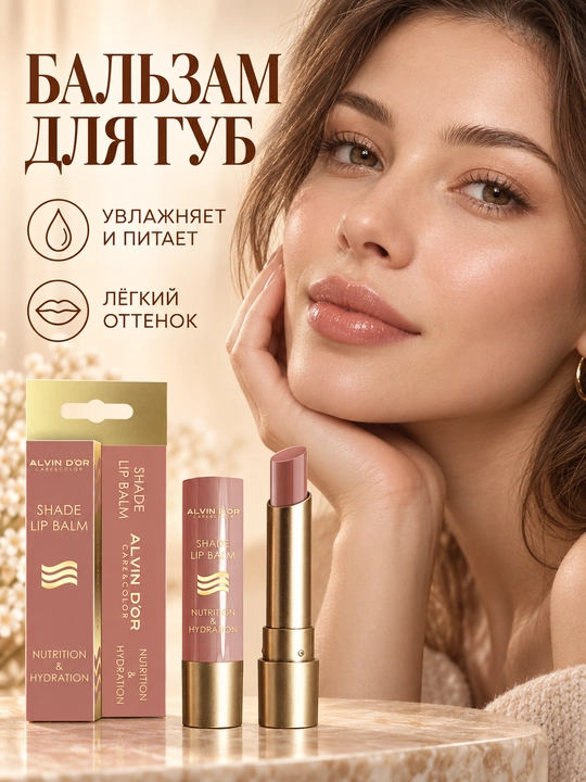 Бальзам для губ Alvin D’or ALB-02 NUTRITION & HYDRATION, увлажняющий, оттеночный
