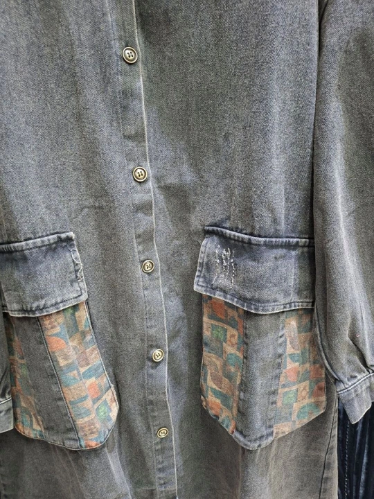 Ayollar uchun kapushonli uzun jinsi kardigan, oversize, 56–60 razmer