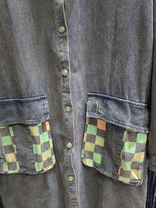 Ayollar uchun kapushonli uzun jinsi kardigan, oversize, 56–60 razmer