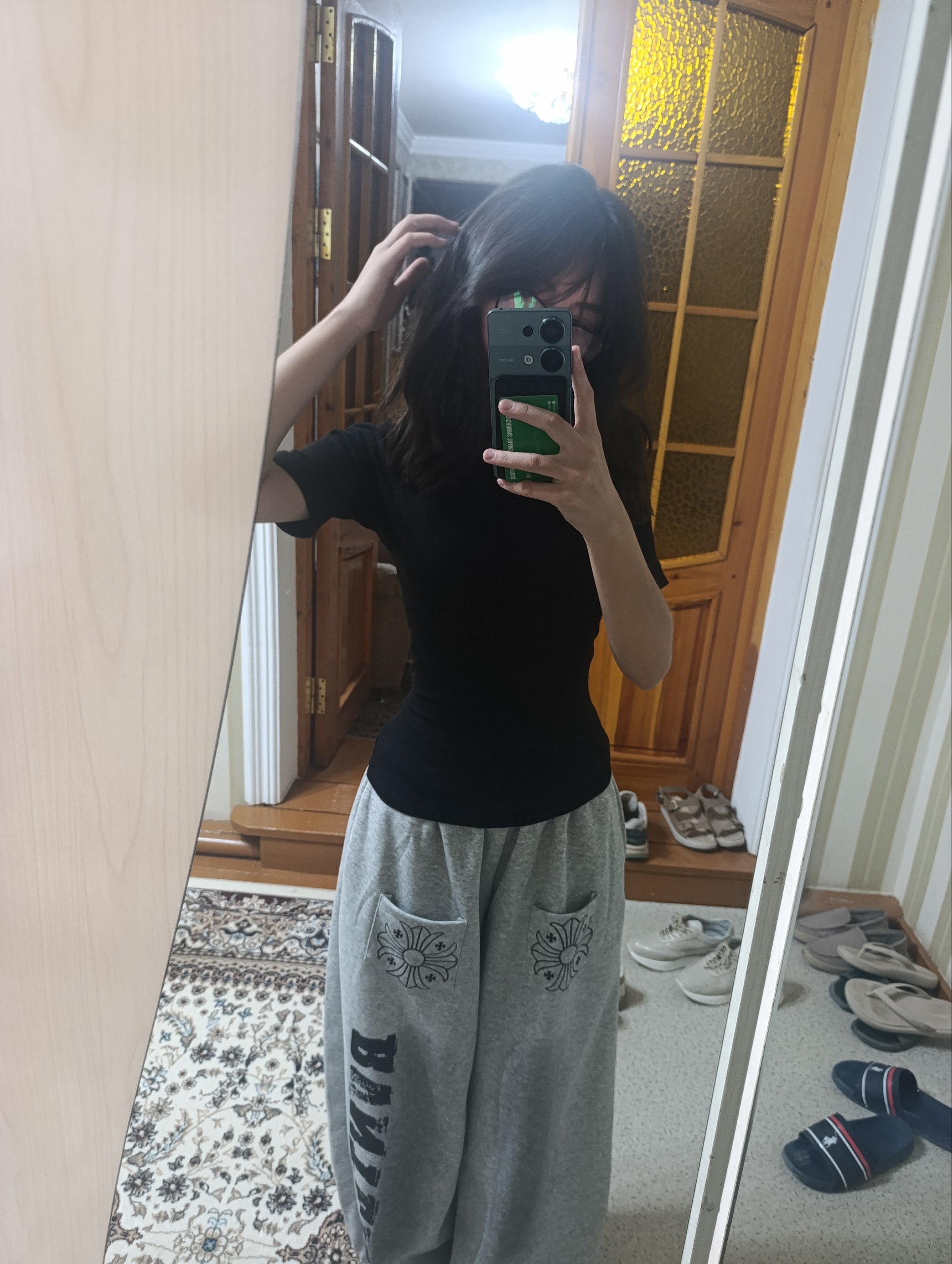Ayollar triko, paxta, Y2K, koreys uslubi, katta o‘lcham, keng, triko joggerlar, kundalik