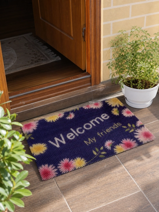 Eshik oldi gilamchasi "I love my home", sirpanmaydigan, barg naqshli - 