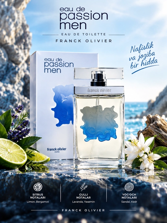 Franck Olivier Eau de Passion Men — Мужская Туалетная Вода, Элегантный Аромат, 100 мл - 