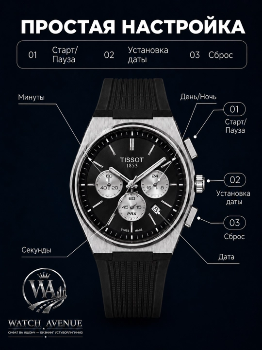 Мужские часы Tissot PRX хронографа