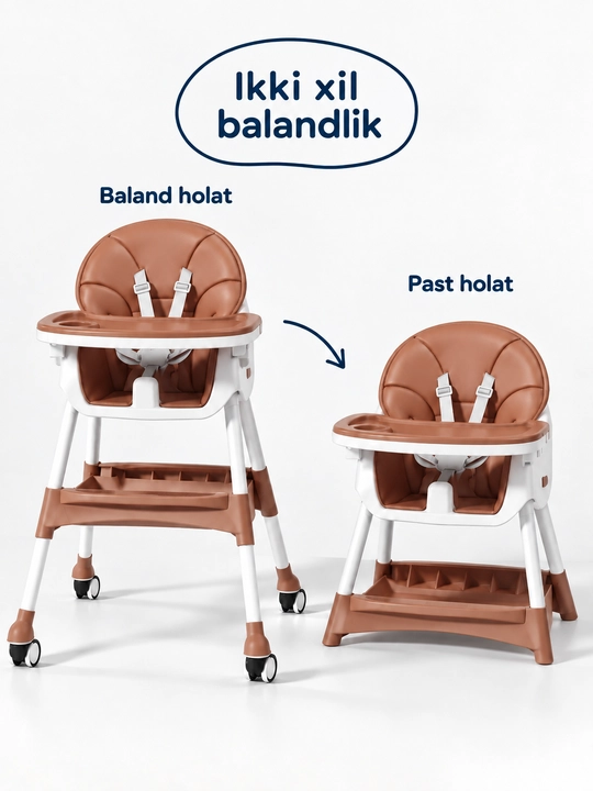 FIDGO bolalar ovqatlantirish stulchasi, yig‘iladigan, patnisli, 20 kg gacha