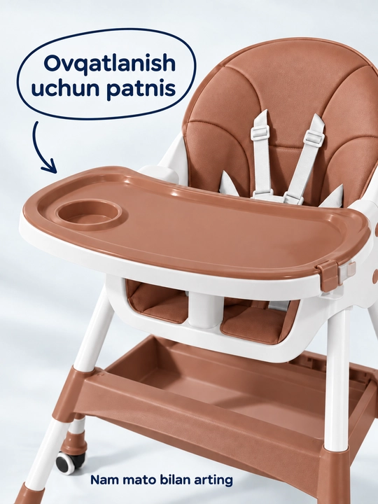 FIDGO bolalar ovqatlantirish stulchasi, yig‘iladigan, patnisli, 20 kg gacha