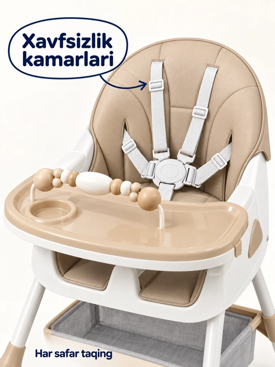 FIDGO bolalar ovqatlantirish stulchasi, yig‘iladigan, patnisli, 20 kg gacha