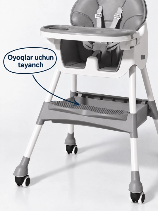 FIDGO bolalar ovqatlantirish stulchasi, yig‘iladigan, patnisli, 20 kg gacha