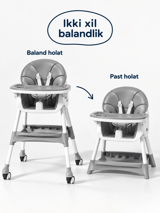 FIDGO bolalar ovqatlantirish stulchasi, yig‘iladigan, patnisli, 20 kg gacha