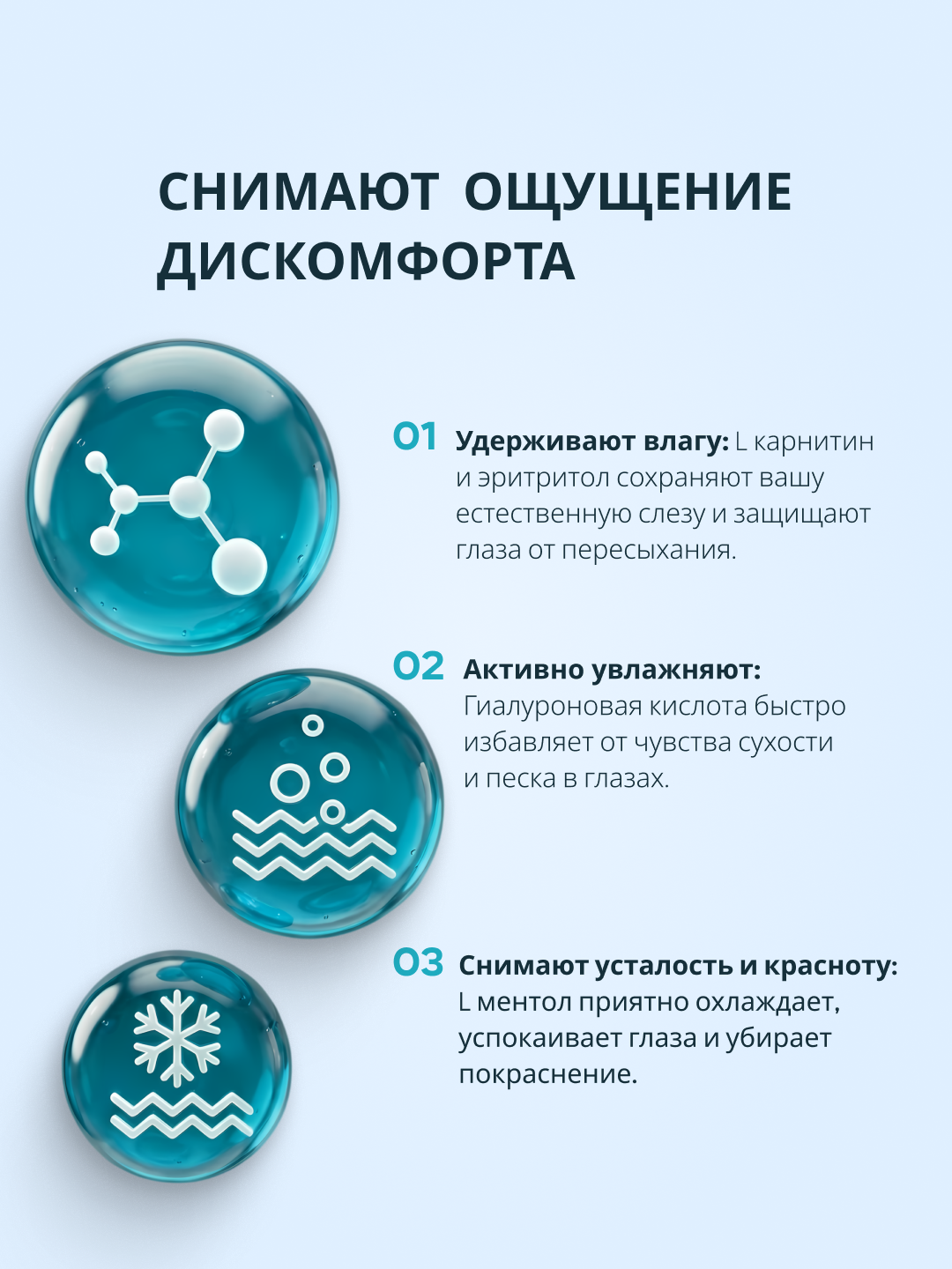 Увлажняющие капли для глаз RELINS с L-карнитином и L-ментолом (Германия + Беларусь), 10 мл
