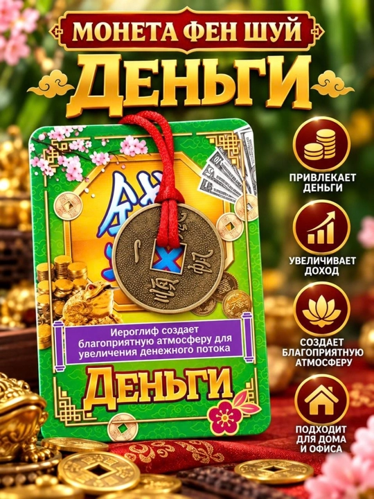 Монеты Фен Шуй для богатства, денег, удачи, процветания, счастья, здоровья, календарь 2026