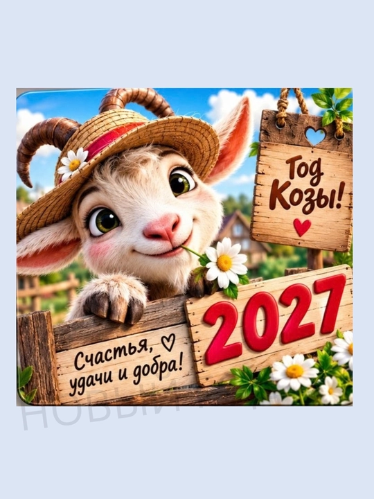 Магнит на холодильник Коза символ года 2027