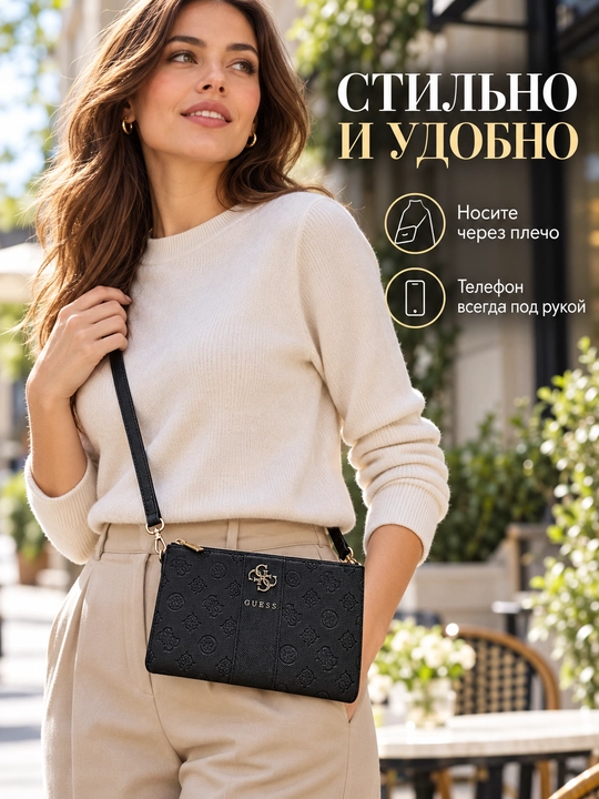 Сумка для телефона GUESS GUWP6PGSU4EK через плечо, чёрная