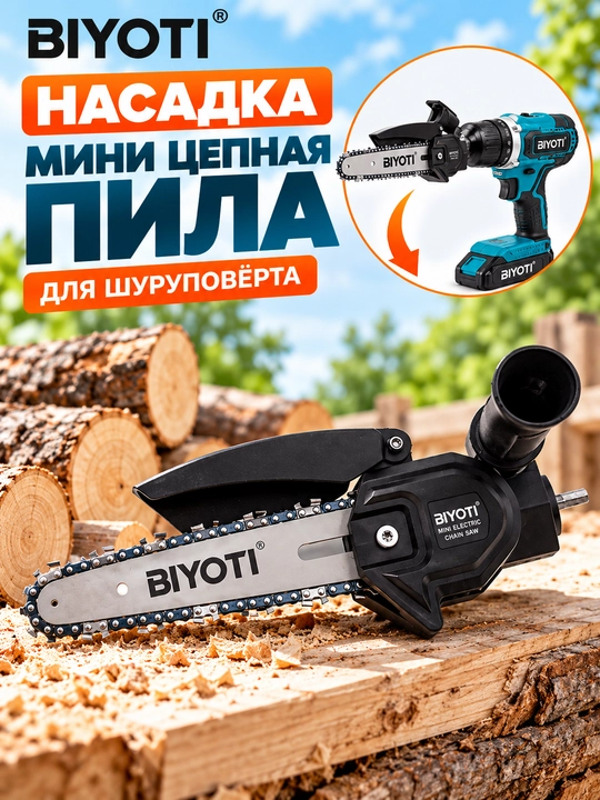 Насадка-мини цепная пила для шуруповёрта - 