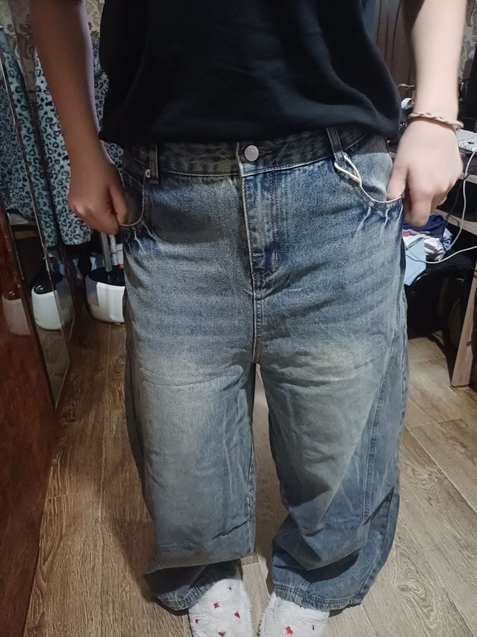Ayollar va erkaklar uchun Y2K jinsi shimlar, buggy, unisex, oversize