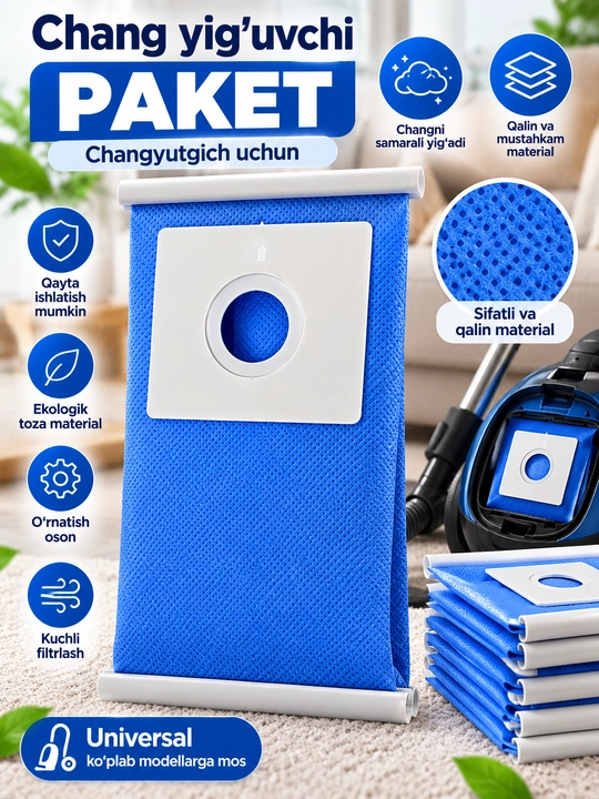 Changyutgich uchun universal chang yig‘uvchi paket, qayta ishlatiladigan, filtrli