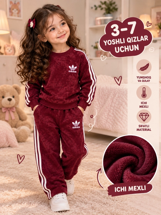 3-6 yoshli qizlar uchun kiyimlar to‘plami, kuzgi to‘plam - 
