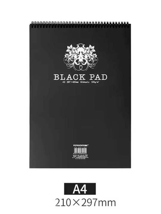 BLACK PAD qora rasm albomi — rasm chizish, eskizlar yaratish va ijodiy ishlar uchun albom