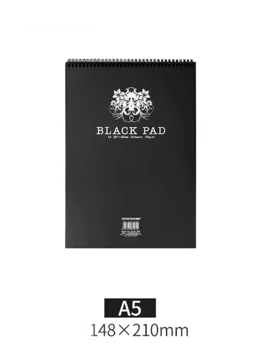 BLACK PAD qora rasm albomi — rasm chizish, eskizlar yaratish va ijodiy ishlar uchun albom