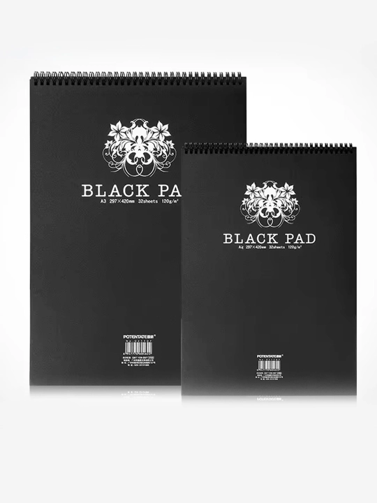 BLACK PAD qora rasm albomi — rasm chizish, eskizlar yaratish va ijodiy ishlar uchun albom