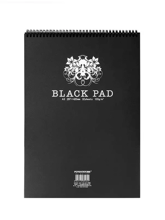 BLACK PAD qora rasm albomi — rasm chizish, eskizlar yaratish va ijodiy ishlar uchun albom