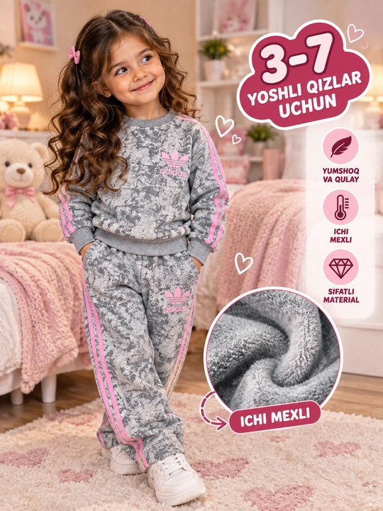 3-6 yoshli qizlar uchun kiyimlar to‘plami, kuzgi to‘plam - 