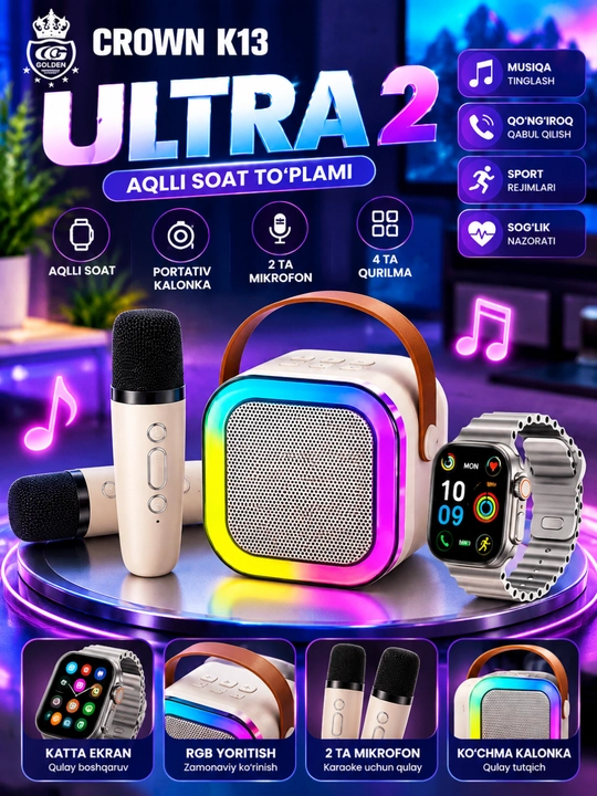 CROWN K13 ULTRA 2 Aqlli Soat, Bluetooth, Sport va Kundalik Foydalanish uchun - 
