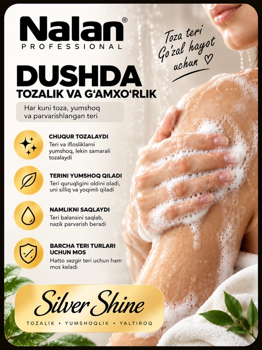 Parfumeriyali dush geli "Silver Shine", dush uchun gel, 500 ml