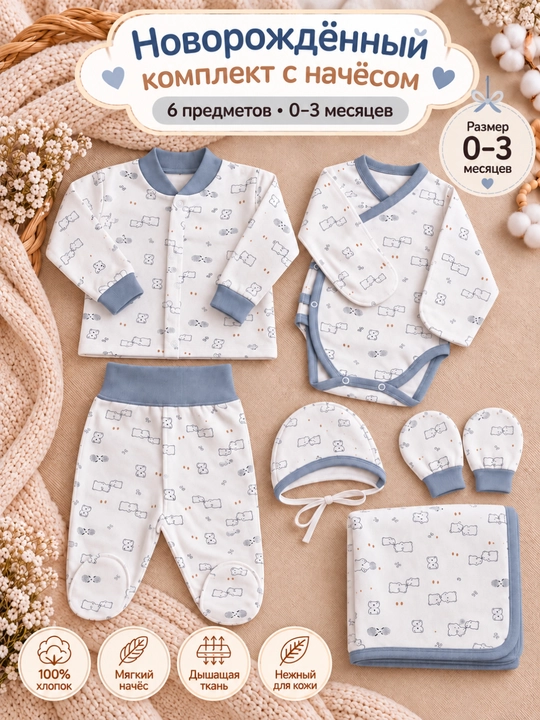 Одежда для новорождённых, из 100% хлопка, с начёсом