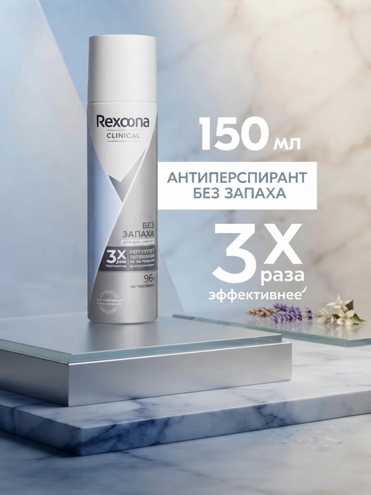 Rexona ayollar uchun dezodorant-antiperspirant spreyi Clinical 96 soatgacha himoya, 150 ml