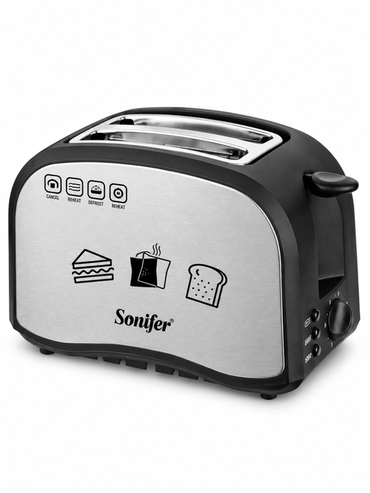 Тостер Sonifer, 2 широких слота, 6 степеней обжаривания, 800 Вт