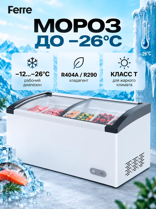 Ferre IC 400/500 muzlatgich kamerasi – mahsulotlaringizni saqlash uchun keng