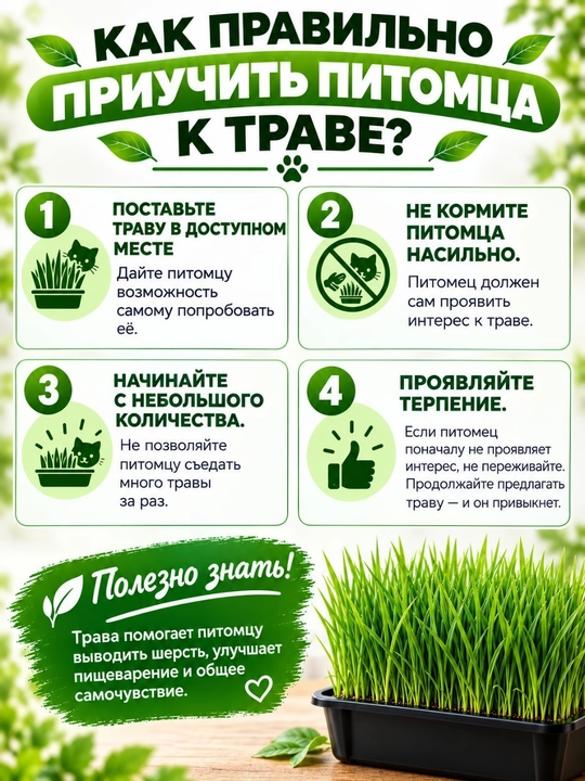 Трава для кошек «Витаминный микс», набор для выращивания травы