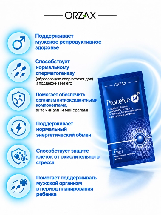Инозитол Proceive M - комплекс для мужского репродуктивного здоровья и фертильности Халяль