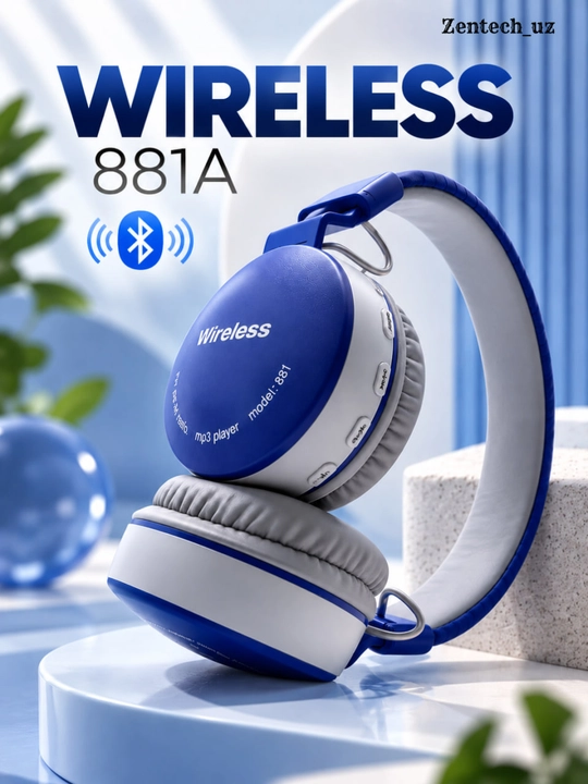 Беспроводные наушники Wireless 881A Bluetooth для музыки и повседневного использования - 