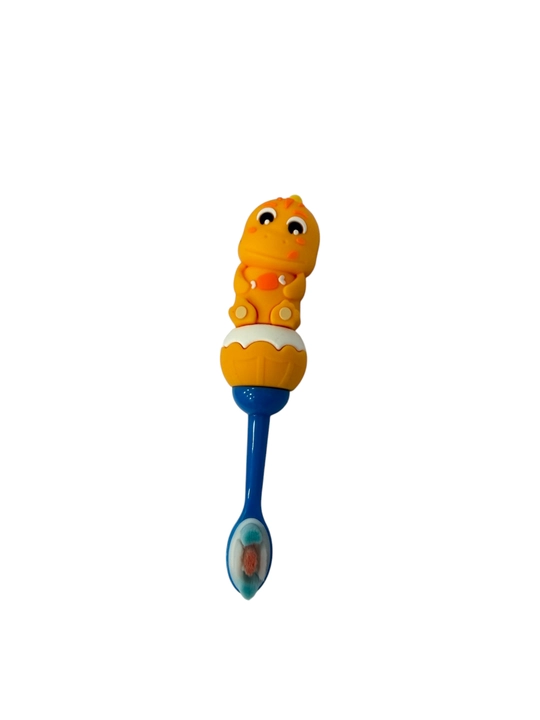 Bolalar tish cho‘tkasi Dinozavrcha, yumshoq tukli, futlyar bilan, 2–7 yosh